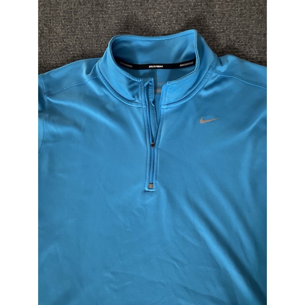 Nike Running Dri-FIT Mens XXL Blue Quarter Zip Pullover Training Shirt